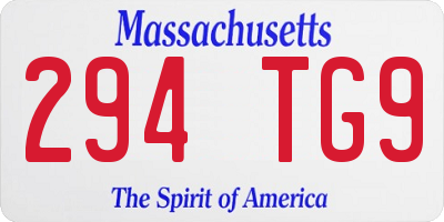 MA license plate 294TG9