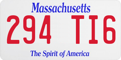 MA license plate 294TI6