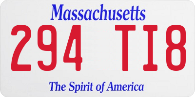 MA license plate 294TI8