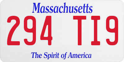 MA license plate 294TI9