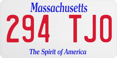 MA license plate 294TJ0