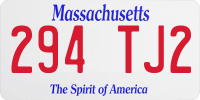 MA license plate 294TJ2