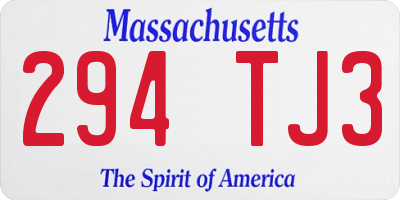 MA license plate 294TJ3