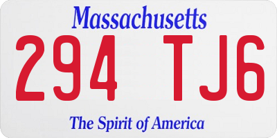 MA license plate 294TJ6