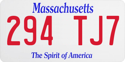 MA license plate 294TJ7