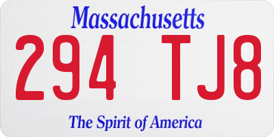 MA license plate 294TJ8