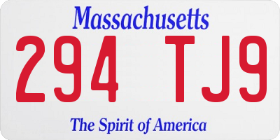 MA license plate 294TJ9