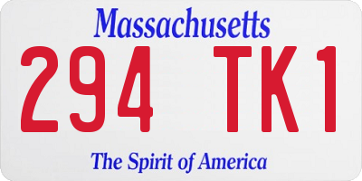 MA license plate 294TK1