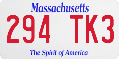 MA license plate 294TK3