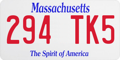 MA license plate 294TK5