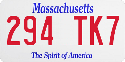 MA license plate 294TK7