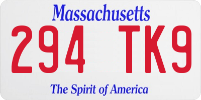 MA license plate 294TK9