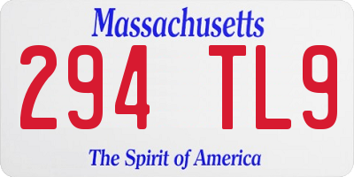 MA license plate 294TL9