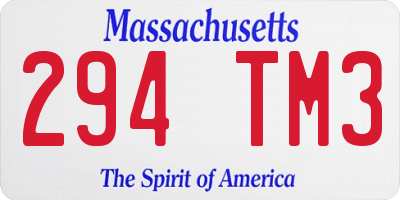 MA license plate 294TM3