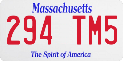 MA license plate 294TM5