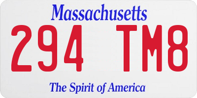 MA license plate 294TM8