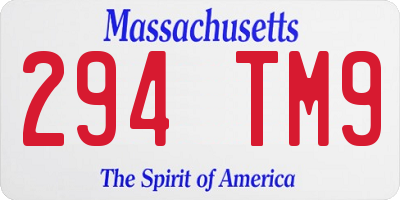 MA license plate 294TM9