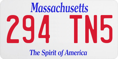 MA license plate 294TN5