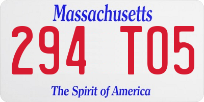 MA license plate 294TO5