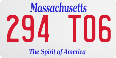 MA license plate 294TO6