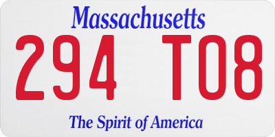 MA license plate 294TO8