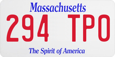 MA license plate 294TP0