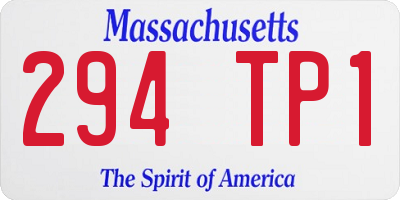 MA license plate 294TP1