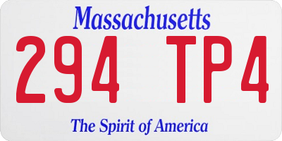 MA license plate 294TP4