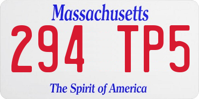 MA license plate 294TP5