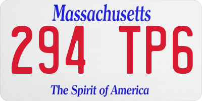 MA license plate 294TP6