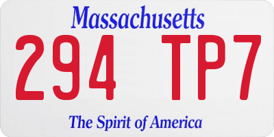 MA license plate 294TP7