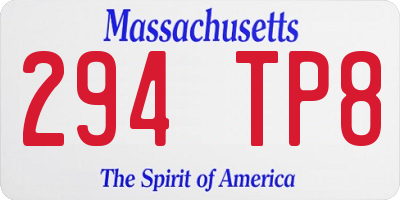 MA license plate 294TP8