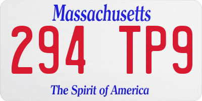 MA license plate 294TP9