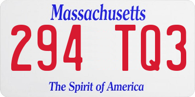 MA license plate 294TQ3
