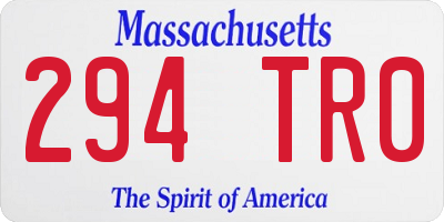 MA license plate 294TR0