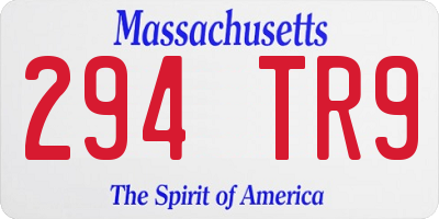 MA license plate 294TR9