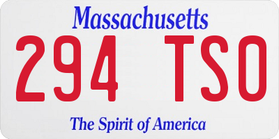 MA license plate 294TS0