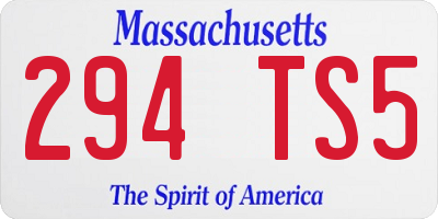 MA license plate 294TS5