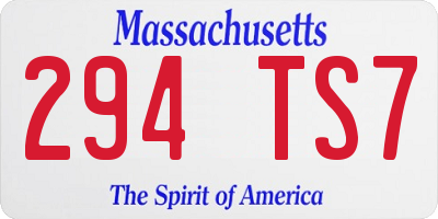 MA license plate 294TS7
