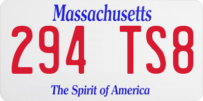 MA license plate 294TS8