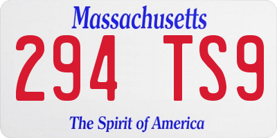 MA license plate 294TS9