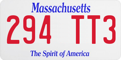 MA license plate 294TT3