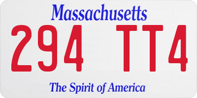 MA license plate 294TT4