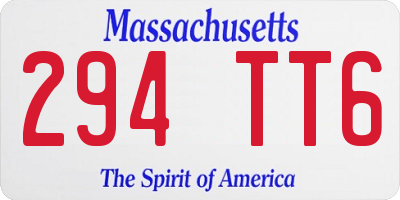 MA license plate 294TT6