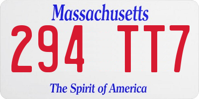 MA license plate 294TT7