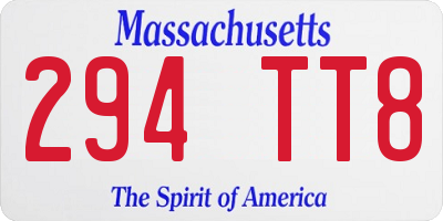 MA license plate 294TT8