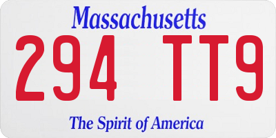 MA license plate 294TT9