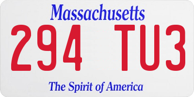 MA license plate 294TU3