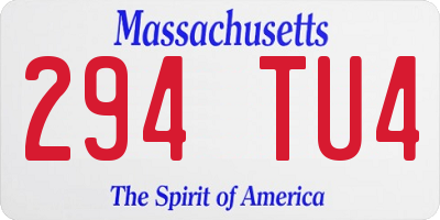 MA license plate 294TU4
