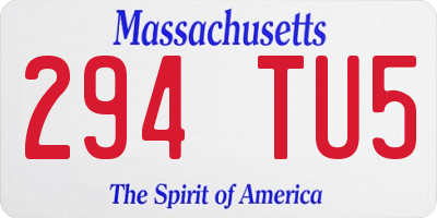 MA license plate 294TU5